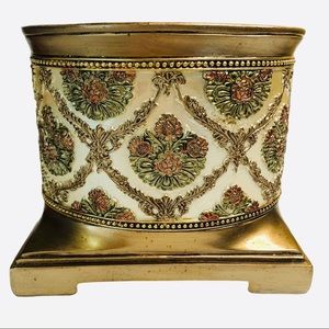 Vintage Tole Cachepot Jardiniere Gold Greek Vase